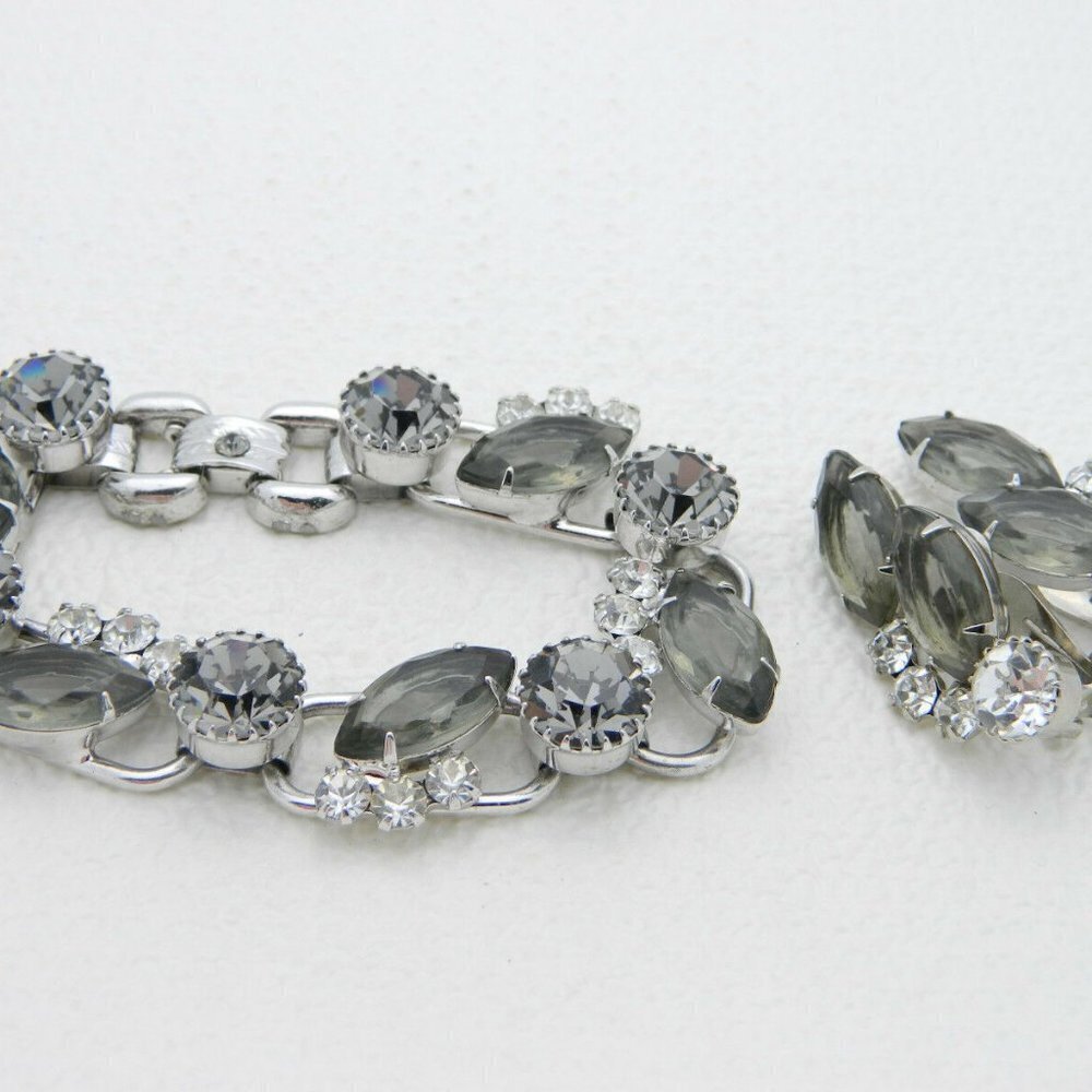 JULIANA D&E Silver Tone Smoke Gray Rhinestone Set